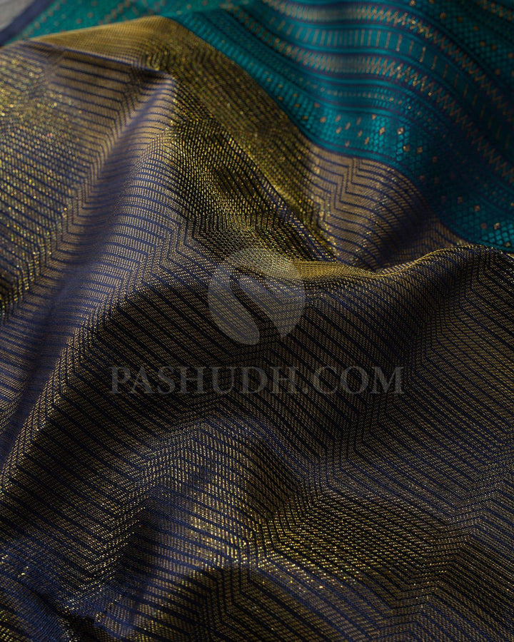 Navy Blue With Light Blue Kanjivaram Silk Saree-D631(B)