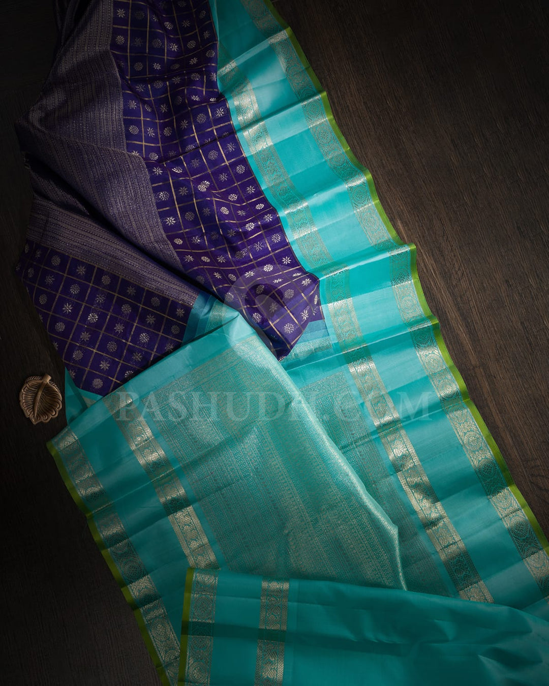 Royal Blue With Sky Blue Kanjivaram Silk Saree-S1575(C)