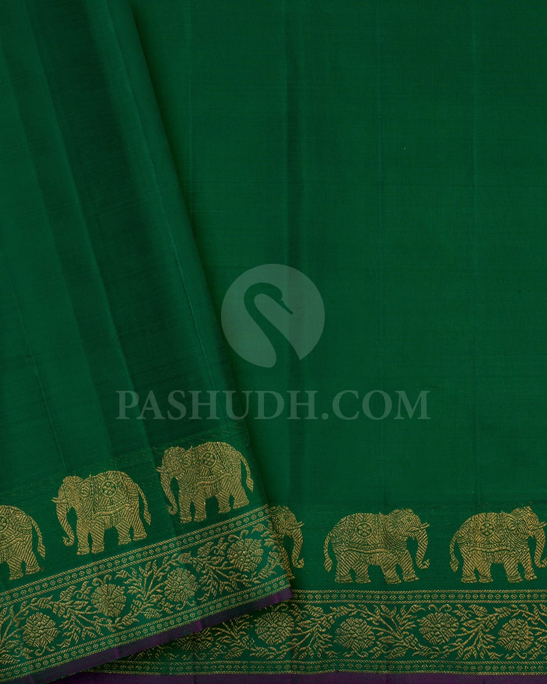 Navy Blue With Dual Shaded Red-Green Kanjivaram Silk Saree-S1597(A)