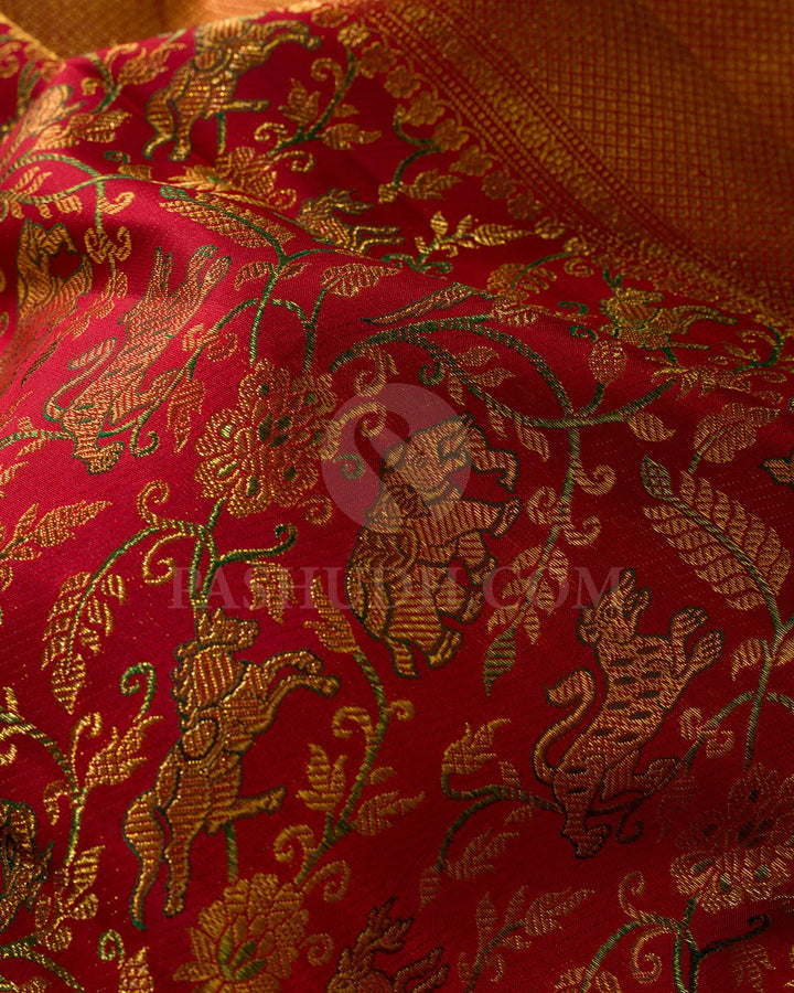 Bright Red Vanasingaram Kanjivaram Silk Saree-S1571(B)