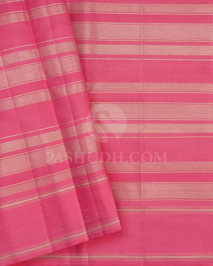 Grey, Multihued And Candy Pink Kanjivaram Silk Saree-AK24