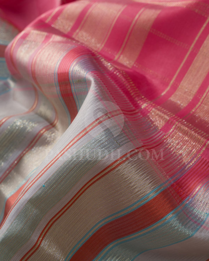 Grey, Multihued And Candy Pink Kanjivaram Silk Saree-AK24