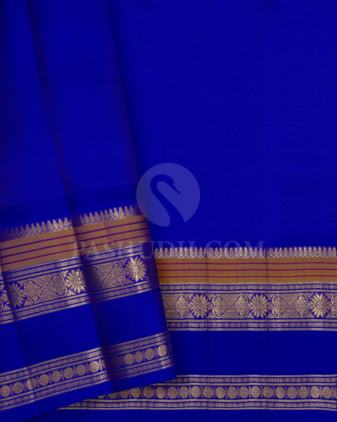 Dual Shaded Orange Bright Blue Pure Zari Kanjivaram Silk Saree-SP347