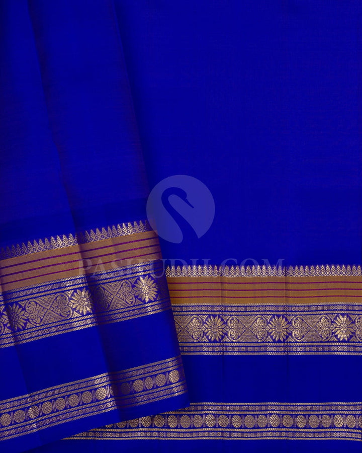 Dual Shaded Orange Bright Blue Pure Zari Kanjivaram Silk Saree-SP347