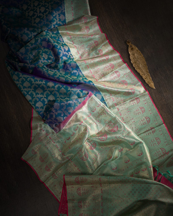 Peacock Blue Kanjivaram Silk Saree-S1037(E)