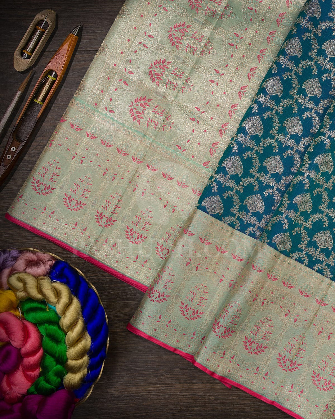 Peacock Blue Kanjivaram Silk Saree-S1037(E)