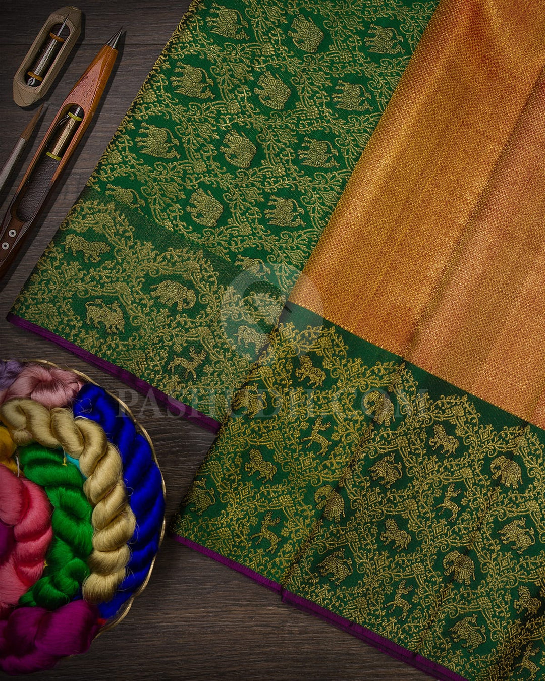 Red And Dark Green Bridal Kanjivaram Silk Saree-S1551(D)
