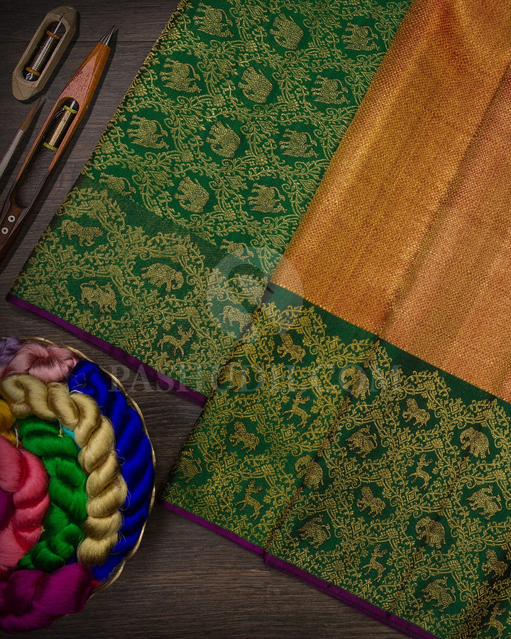 Red And Dark Green Bridal Kanjivaram Silk Saree-S1551(D)