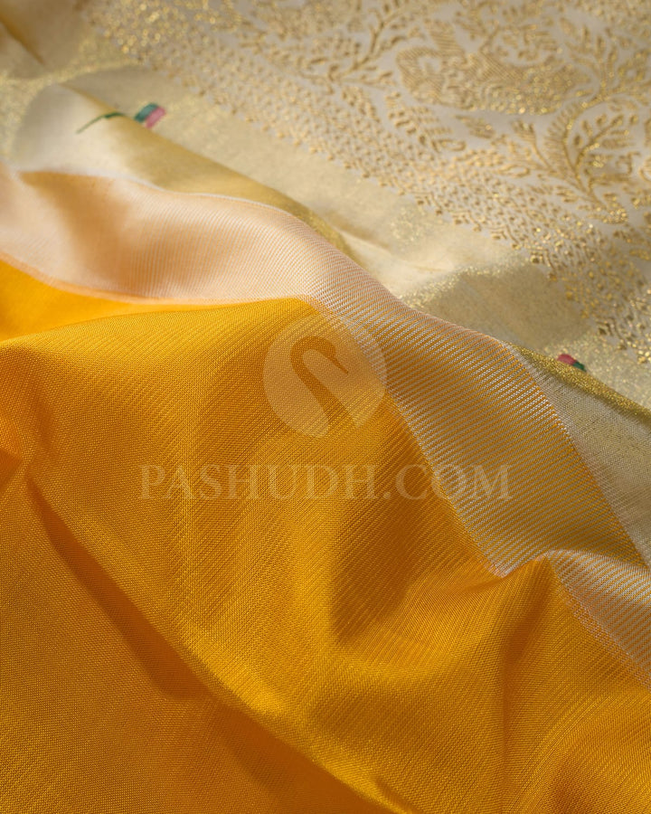 Mango Yellow Kanjivaram Silk Saree-S1546(B)