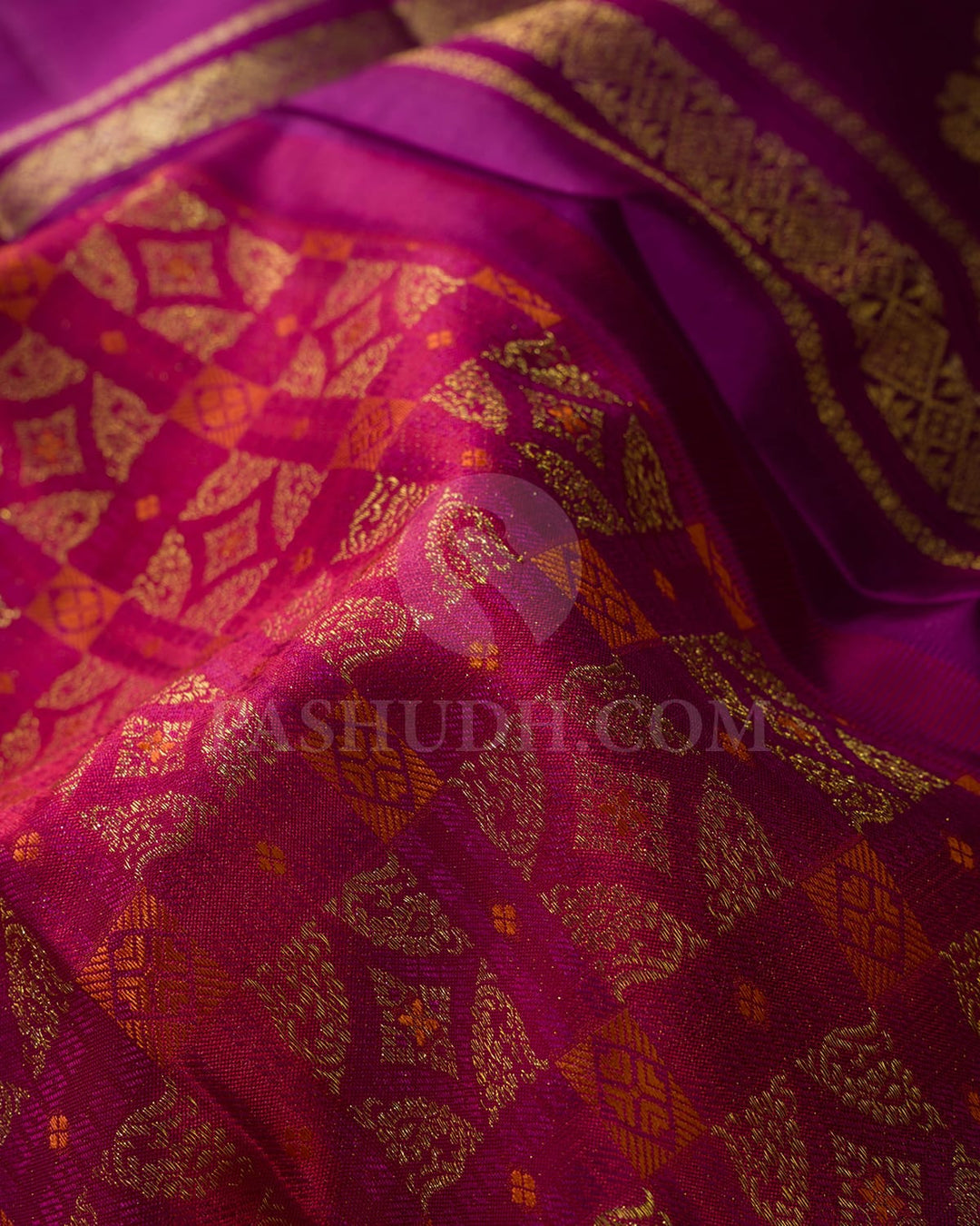 Dual Shaded Red-Pink With Violet Kanjivaram Silk Saree-DJ398(C)