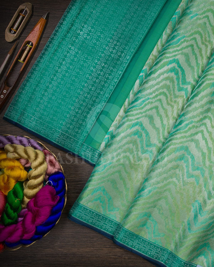 Green-Blue Kanjivaram Silk Saree-DJ410(A)