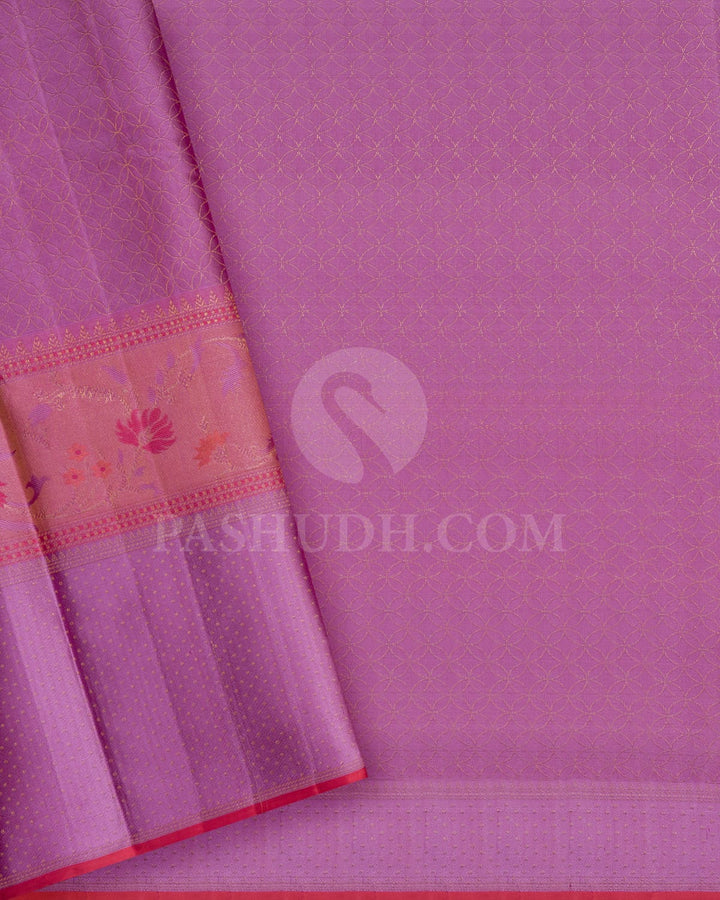 Purple Shimmer And Lilac Kanjivaram Silk Saree-D663(A)