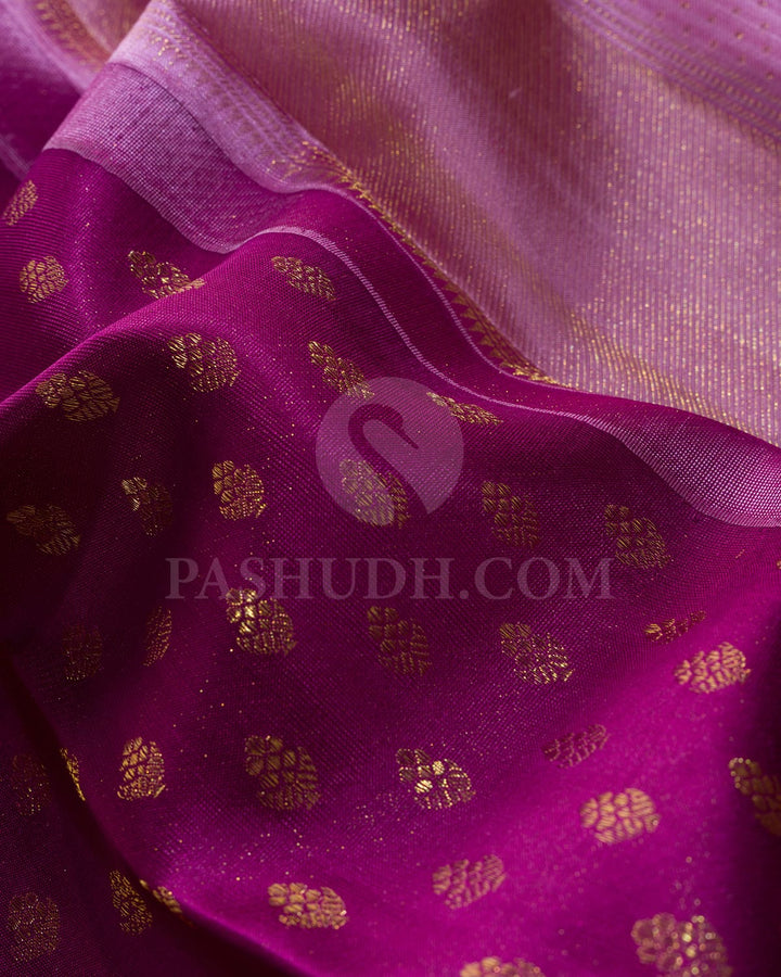 Purple Shimmer And Lilac Kanjivaram Silk Saree-D663(A)