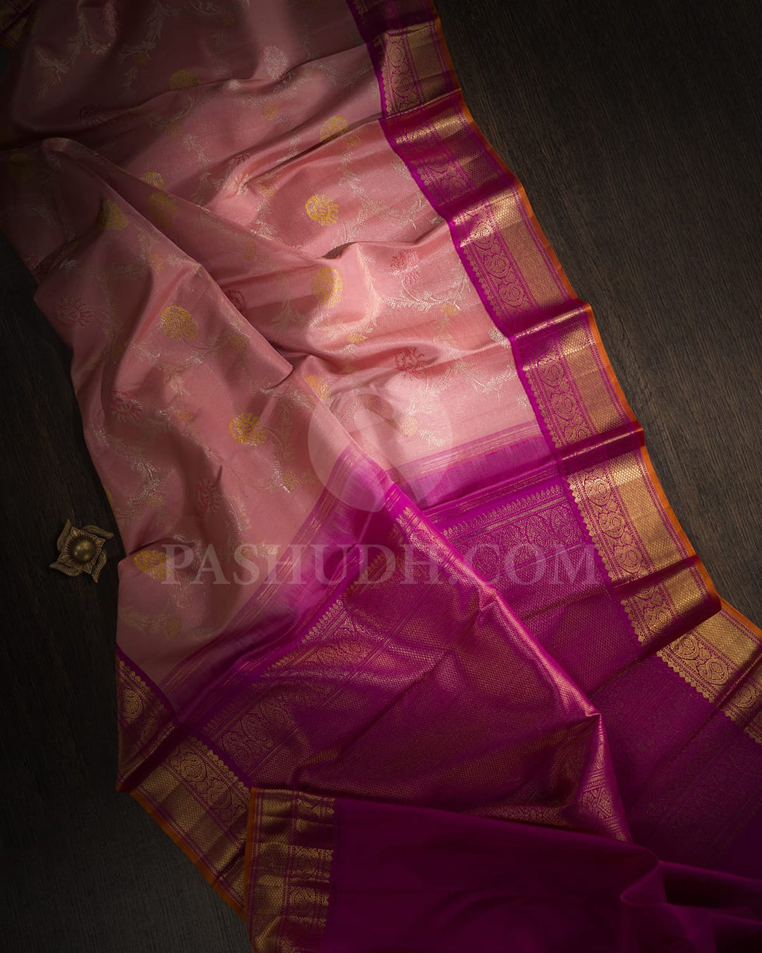 Baby Pink With Magenta Kanjivaram Silk Saree-S1458(B)