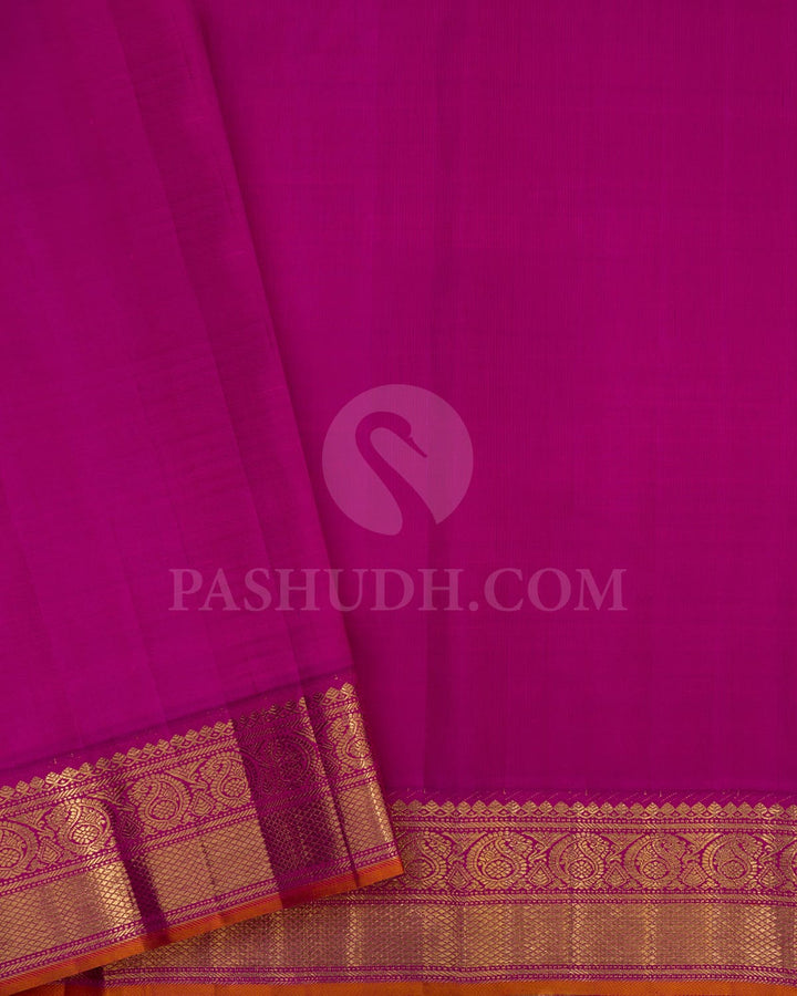 Baby Pink With Magenta Kanjivaram Silk Saree-S1458(B)