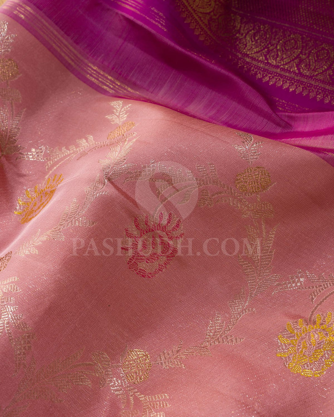 Baby Pink With Magenta Kanjivaram Silk Saree-S1458(B)