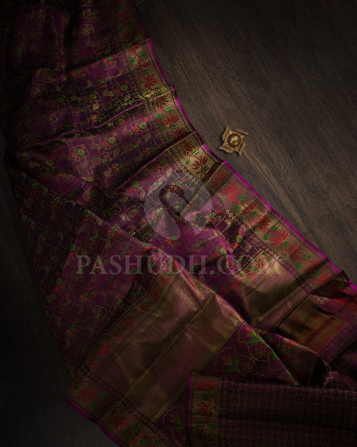 Aubergine Kanjivaram Silk Saree-DJ401(C)