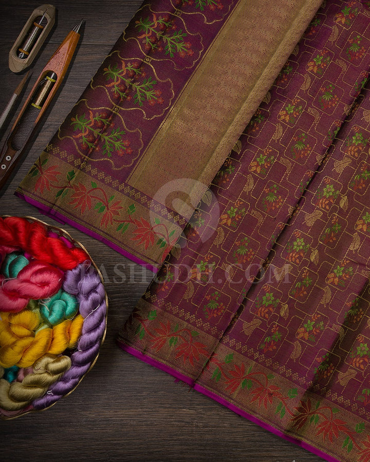 Aubergine Kanjivaram Silk Saree-DJ401(C)