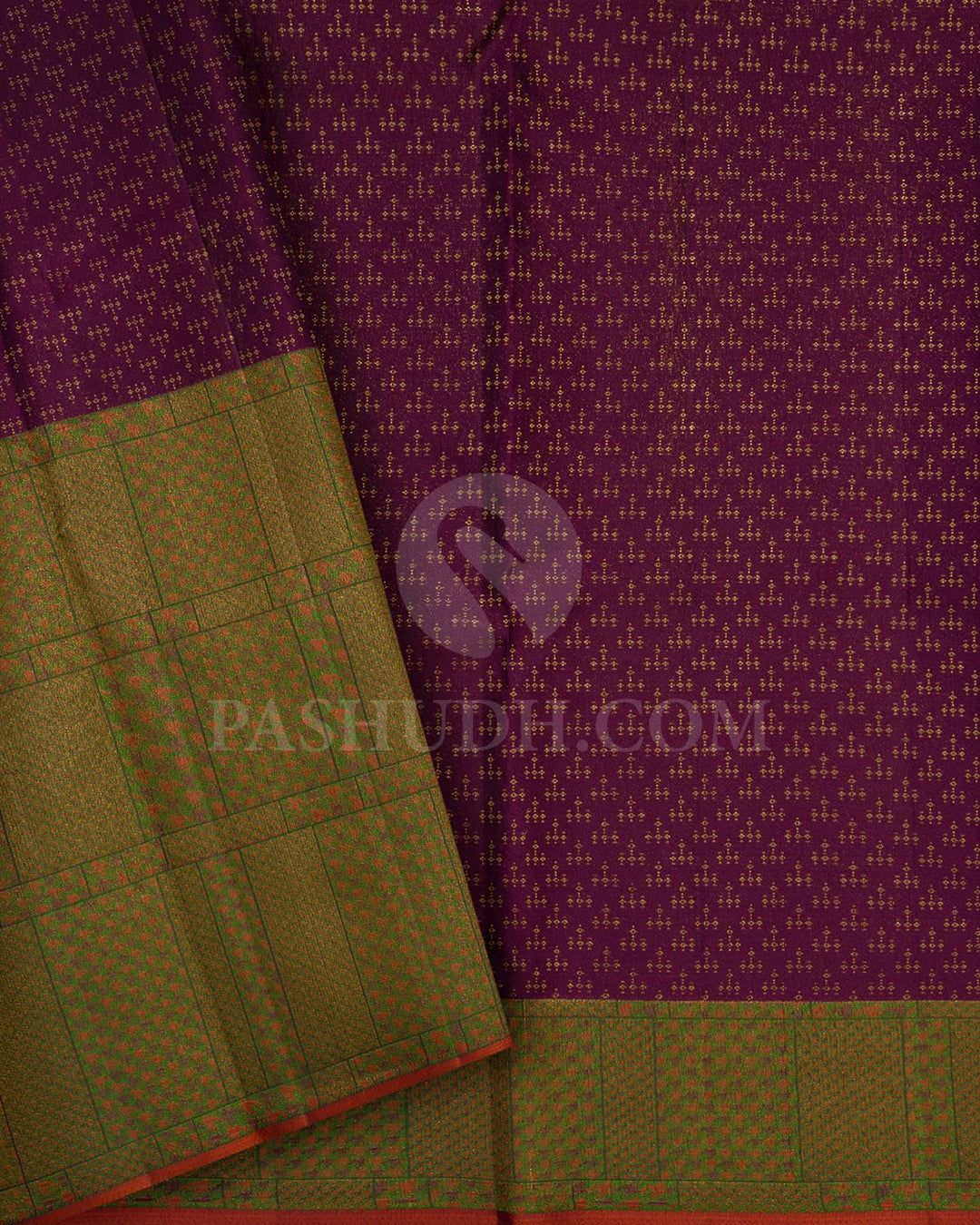Plum With Green Kanjivaram Silk Saree-DJ352(I)