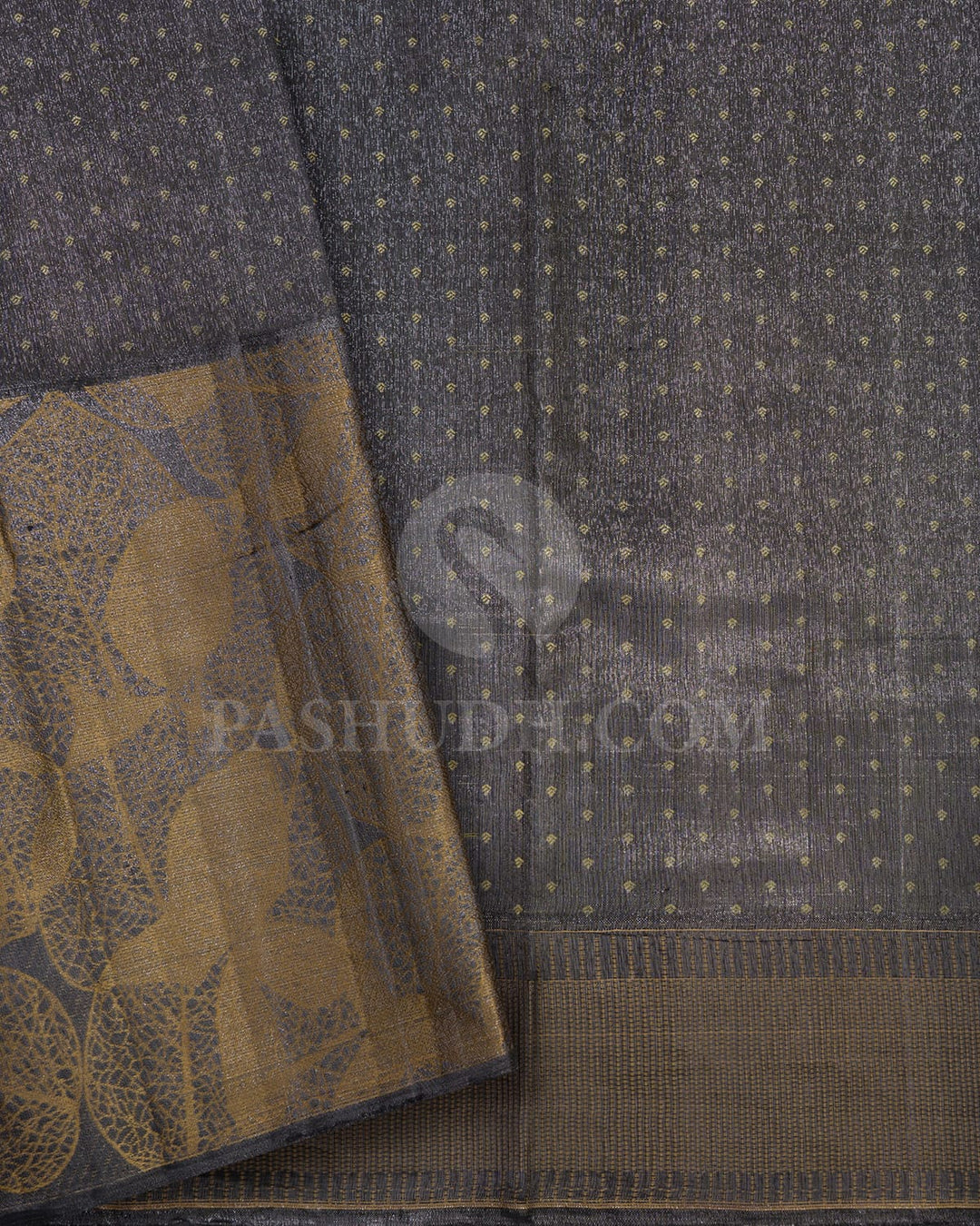 Silver Grey And Dark Grey Kanjivaram Silk Saree-D658(B)