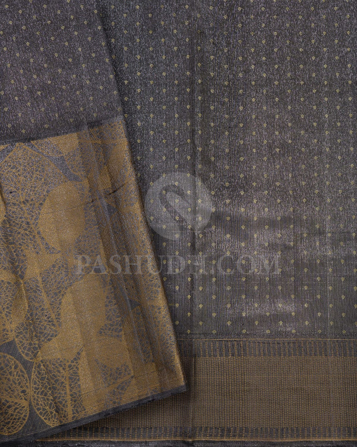 Silver Grey And Dark Grey Kanjivaram Silk Saree-D658(B)