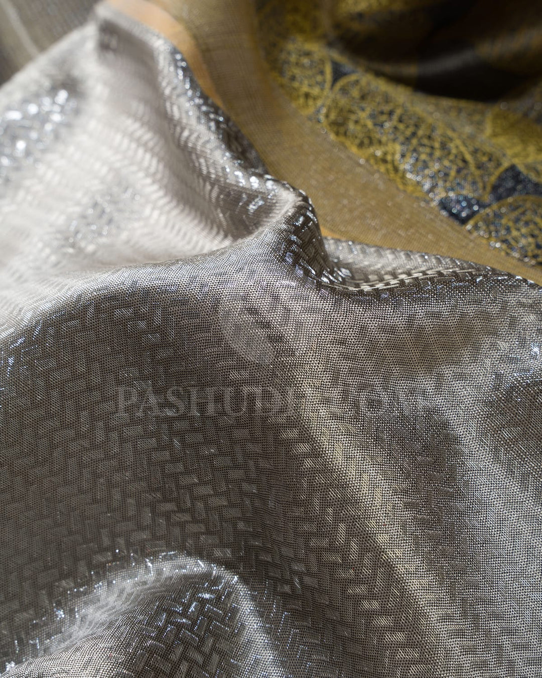 Silver Grey And Dark Grey Kanjivaram Silk Saree-D658(B)