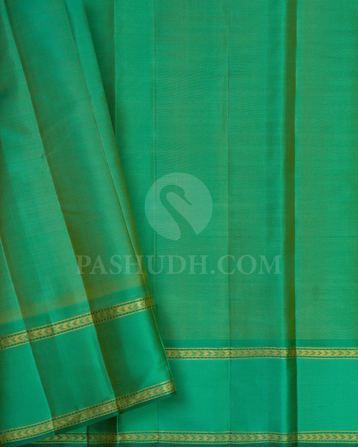 Parrot Green With Sky Blue Kanjivaram Silk Saree-DJ412(A)