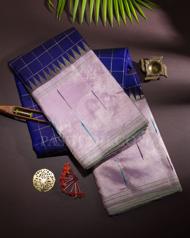 Royal Blue With Baby Pink Kanjivaram Silk Saree-S1407(D)