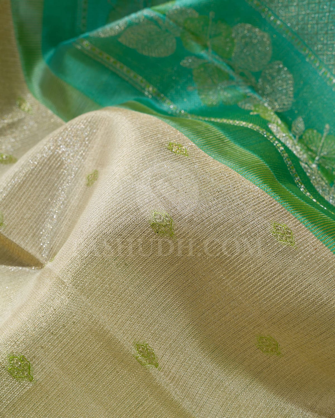 Subtle Pista Green With Sky Blue Kanjivaram Silk Saree-DJ394(B)