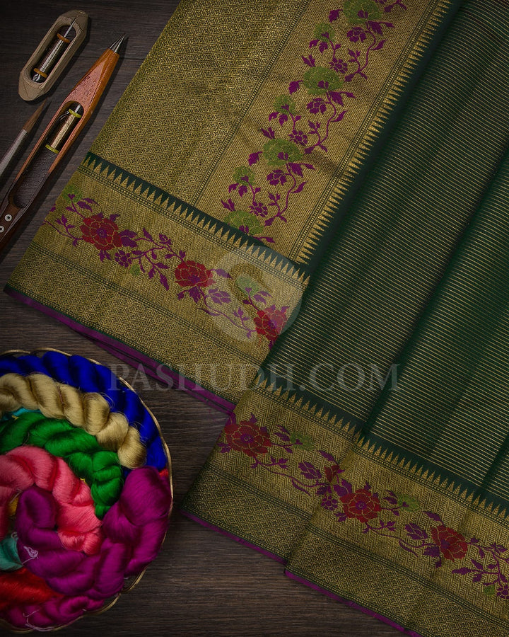Forest Green Kanjivaram Silk Saree-S1594(A)