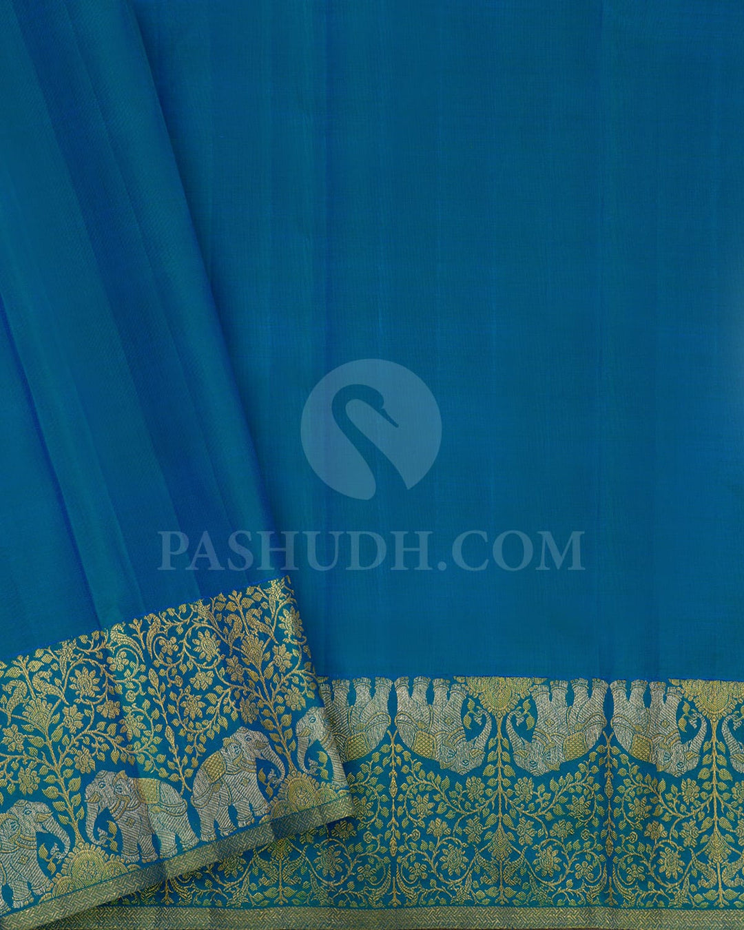 Bright Yellow With Anandha Blue Kanjivaram Silk Saree-S1595(A)