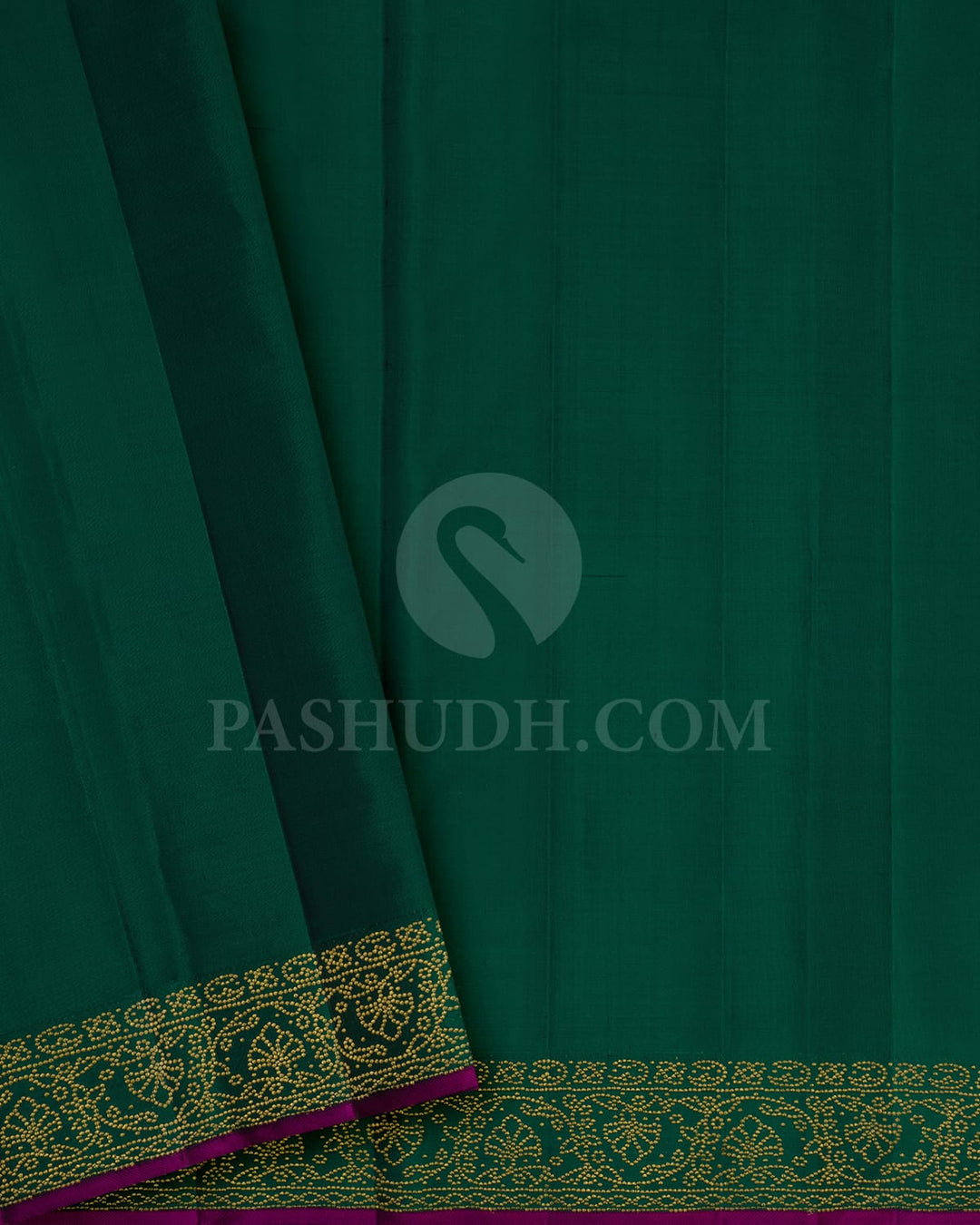 Peachy Pink With Bottle Green Kanjivaram Silk Saree-S1505(B)