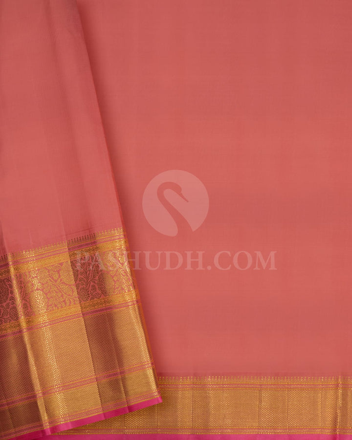 Bright Red With Peachy Pink Bridal Kanjivaram Silk Saree-S1592(A)