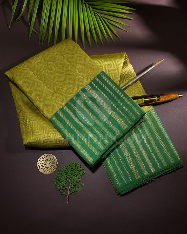 Light Green With Emerald Green Kanjivaram Silk Saree-S1599(A)