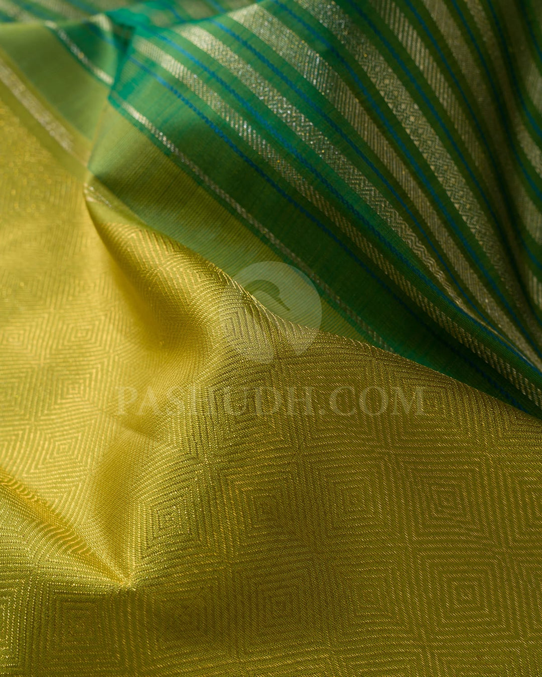 Light Green With Emerald Green Kanjivaram Silk Saree-S1599(A)