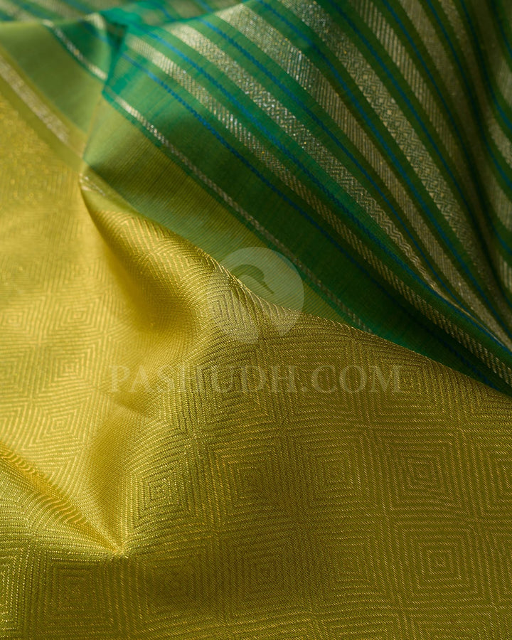 Light Green With Emerald Green Kanjivaram Silk Saree-S1599(A)