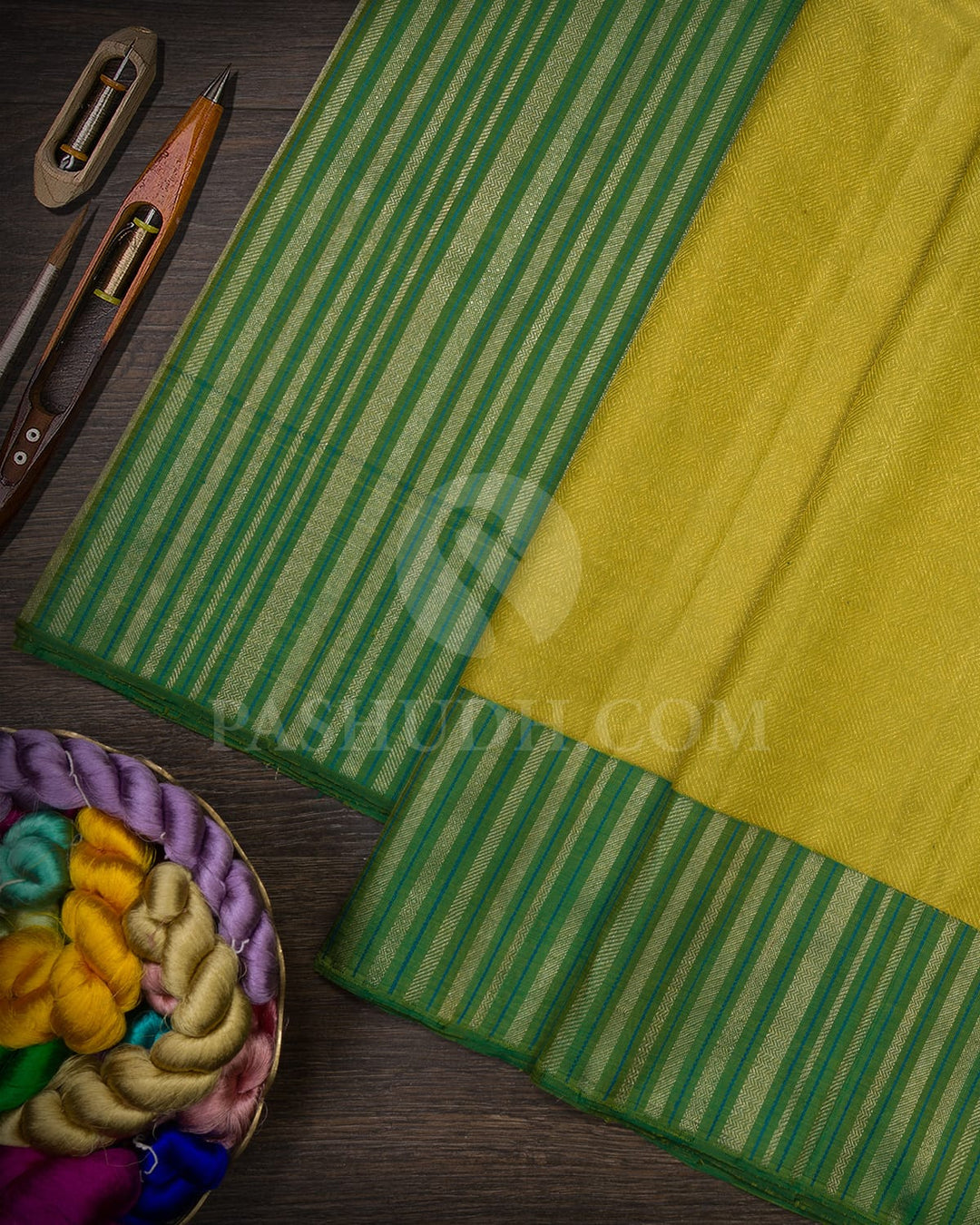 Light Green With Emerald Green Kanjivaram Silk Saree-S1599(A)