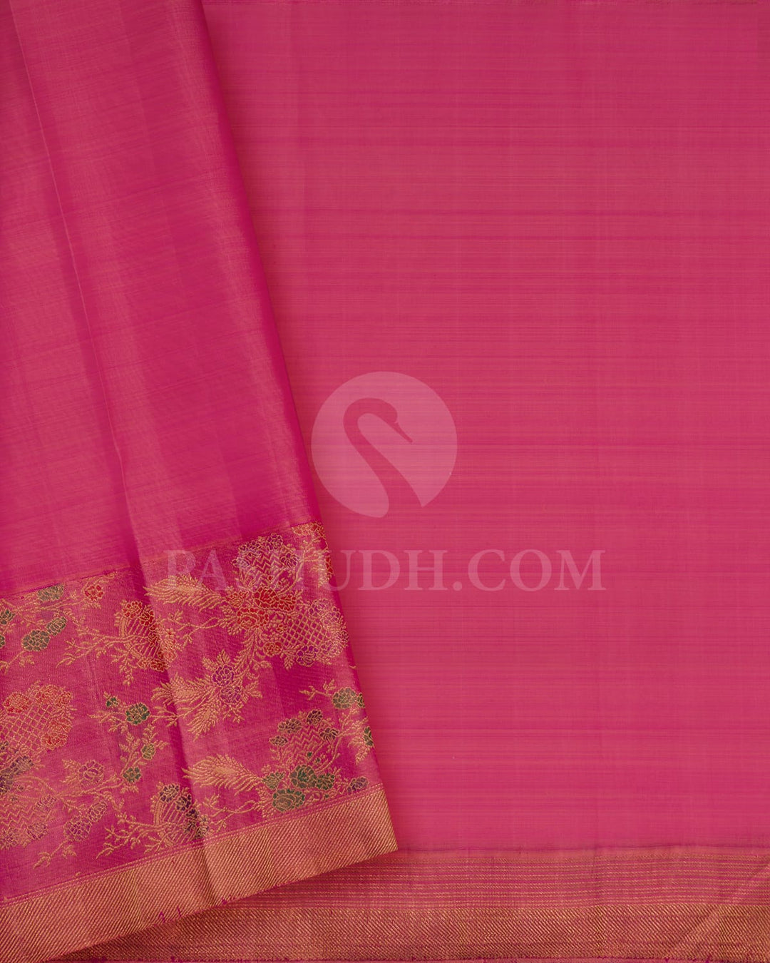Dark Green With Fuchsia Pink Pure Zari Kanjivaram Silk Saree-P212(A)
