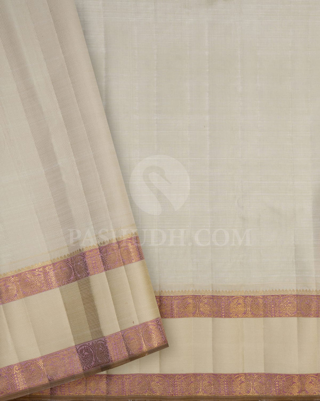 Fuchsia Pink With Half White Kanjivaram Silk Saree-S1484(D)