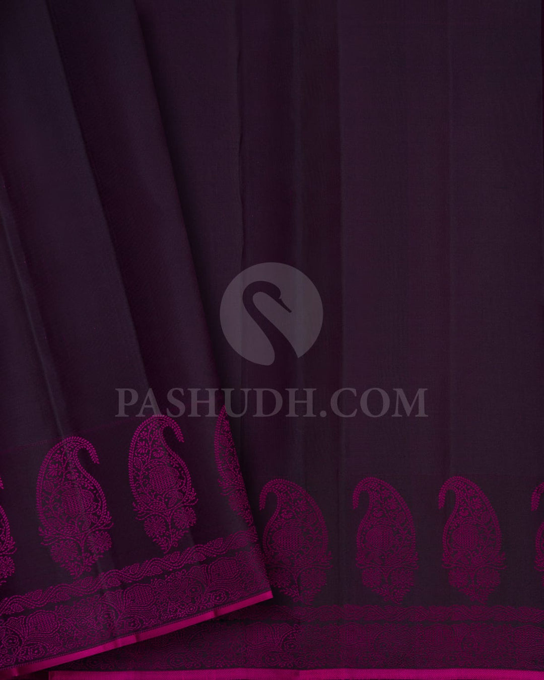 Aubergine With Rani Pink Kanjivaram Silk Saree-DJ411(A)