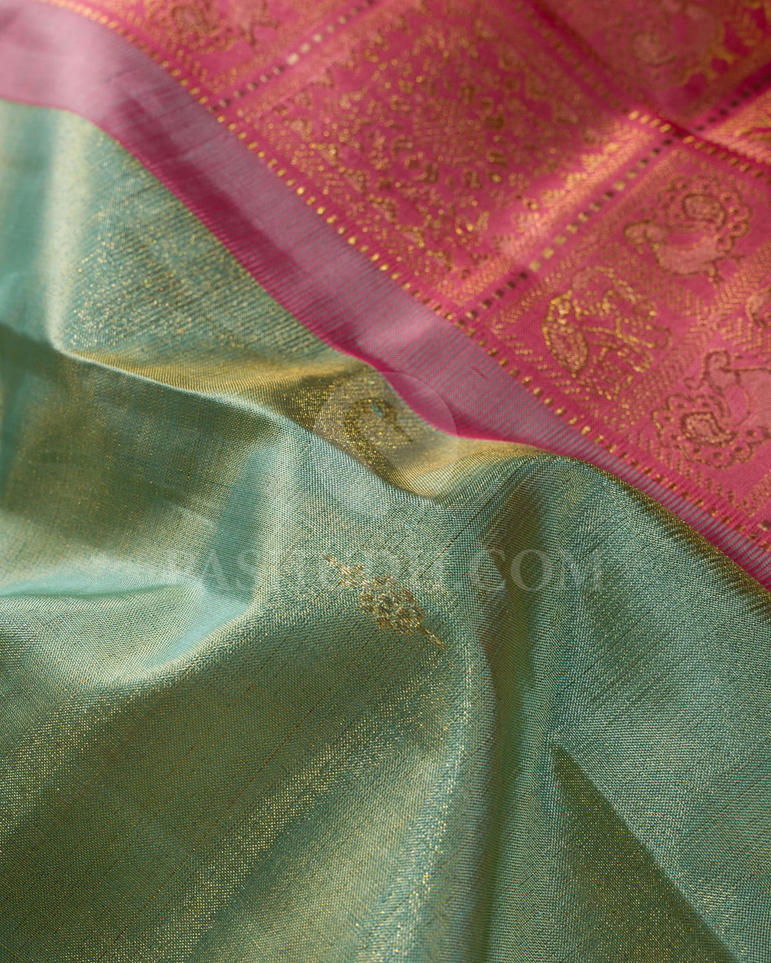 Sky Blue Shimmer With Light Pink Kanjivaram Silk Saree-S1137(B)