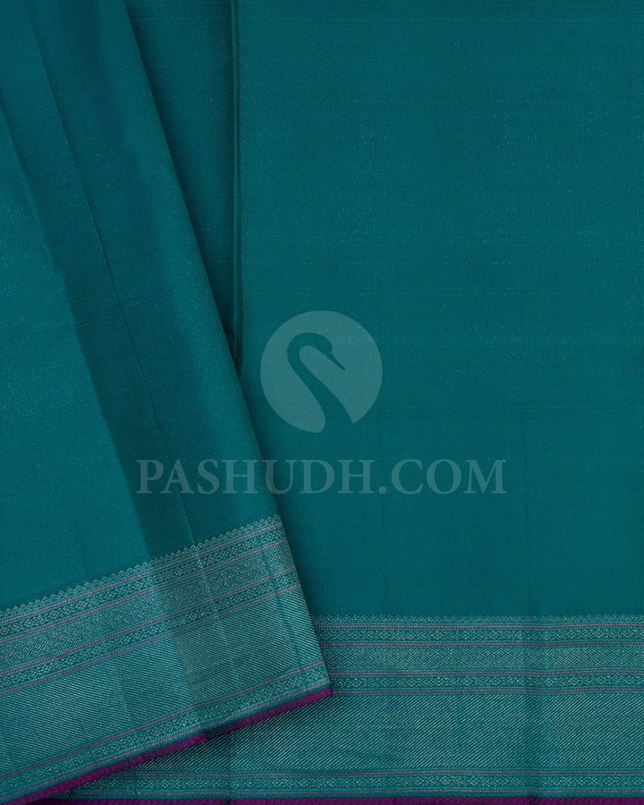 Lemon Yellow And Dark Anandha Blue Kanjivaram Silk Saree-DJ388(E)