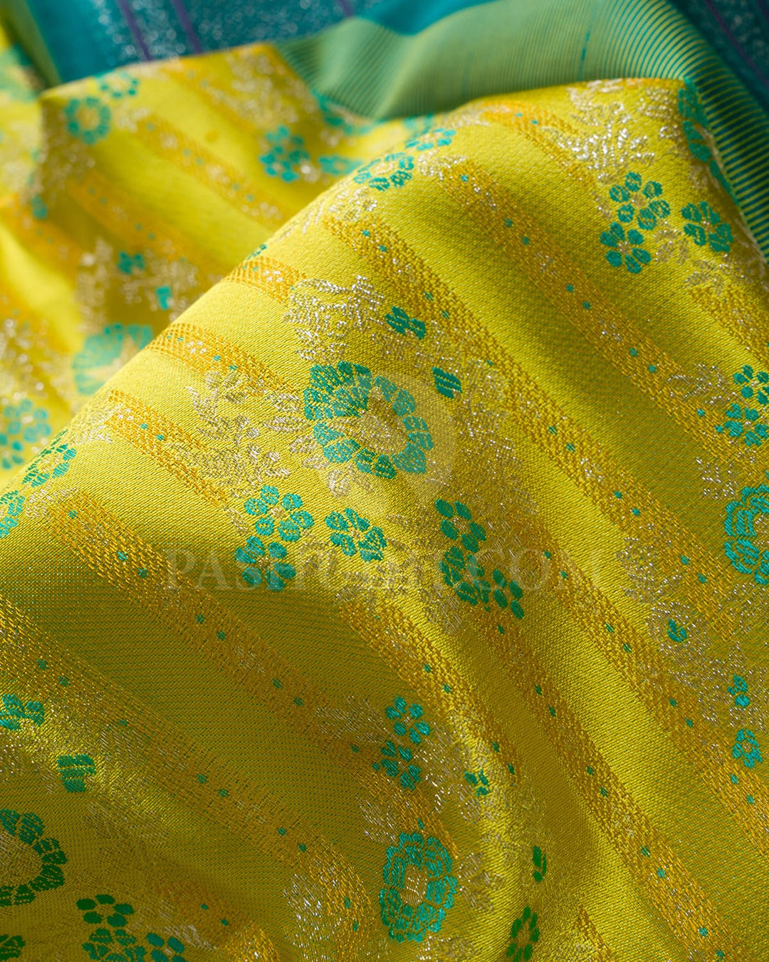 Lemon Yellow And Dark Anandha Blue Kanjivaram Silk Saree-DJ388(E)