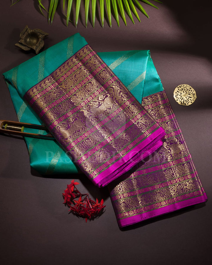 Light Blue With Purple Kanjivaram Silk Saree-S1598(A)