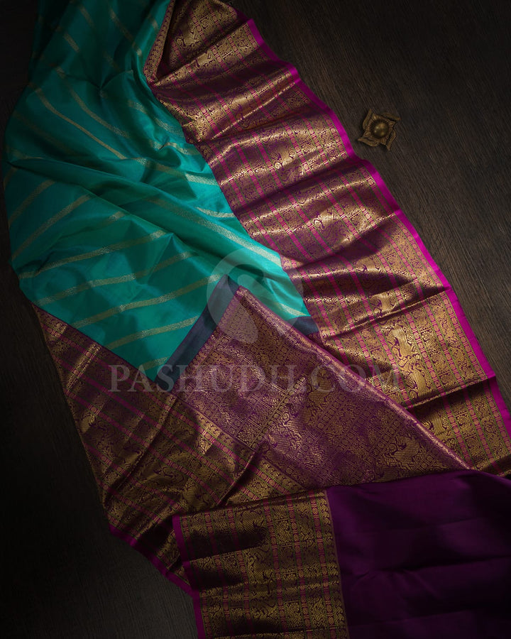 Light Blue With Purple Kanjivaram Silk Saree-S1598(A)