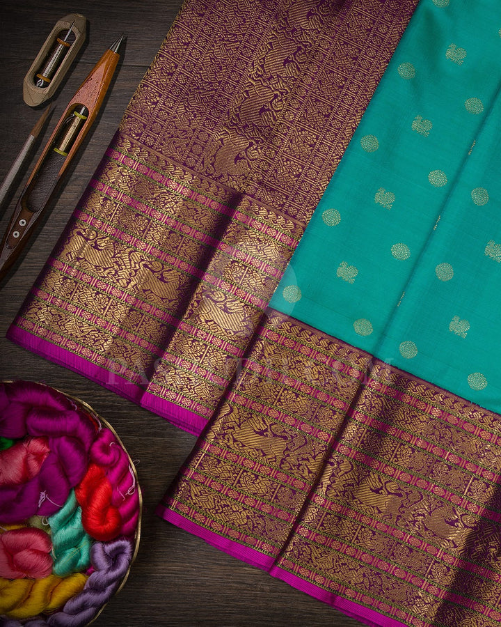 Light Blue With Purple Kanjivaram Silk Saree-S1598(A)