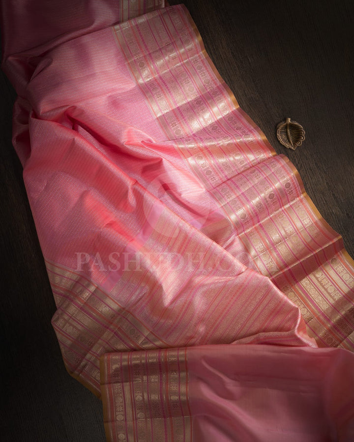 Peachy Pink Kanjivaram Silk Saree-S1062(K)