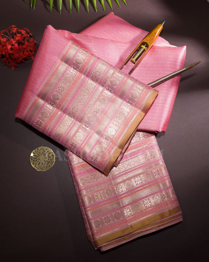 Peachy Pink Kanjivaram Silk Saree-S1062(K)