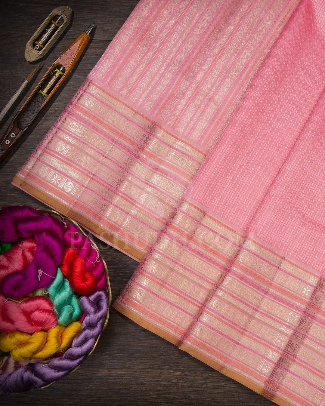 Peachy Pink Kanjivaram Silk Saree-S1062(K)