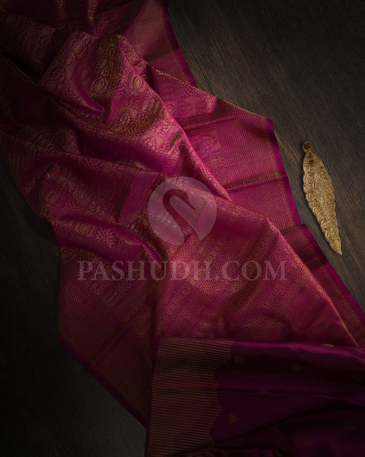 Dark Plum Kanjivaram Silk Saree-D622(D)